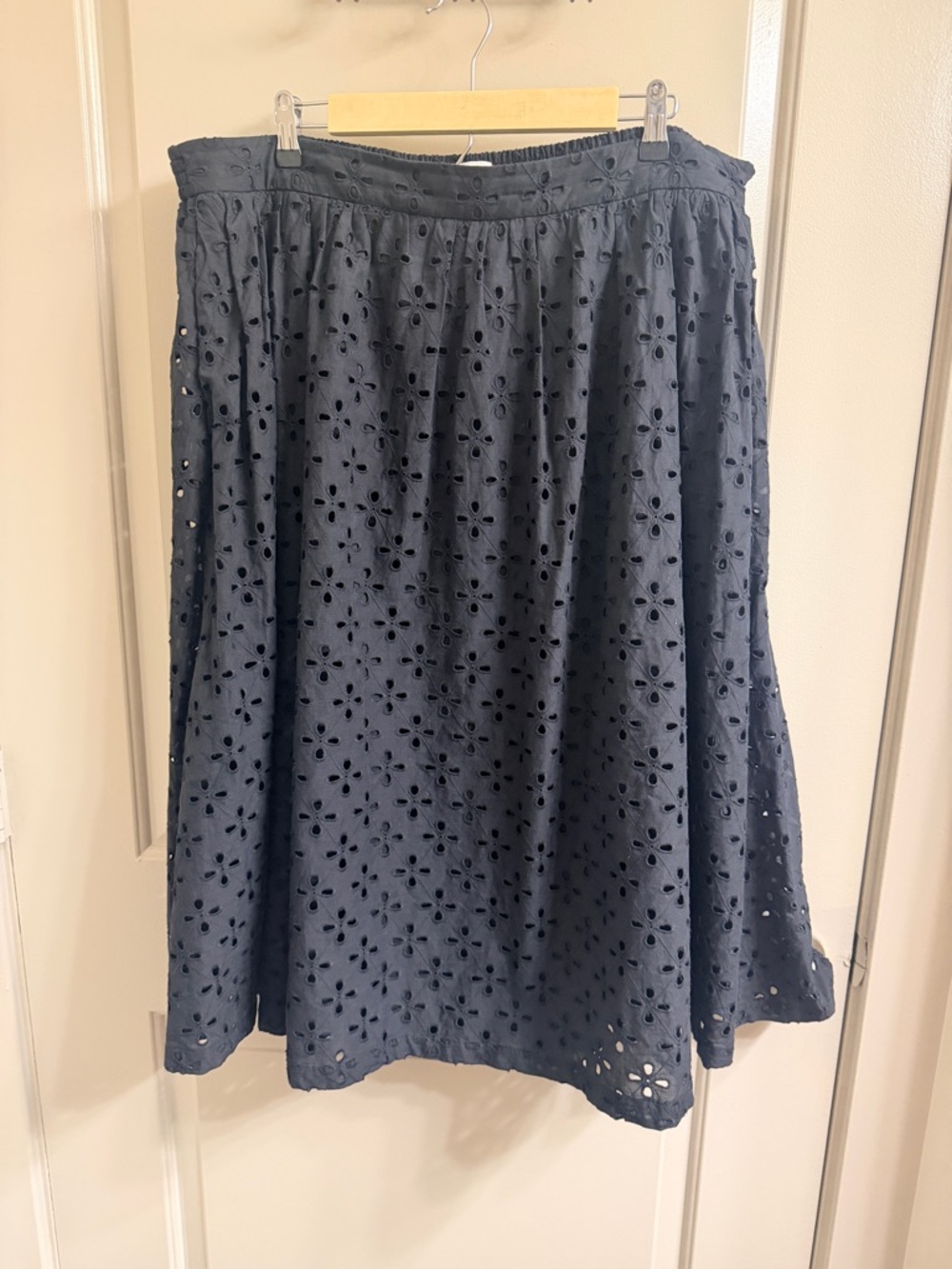 Women's Black Eyelet Midi Skirt
